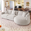 U_Style 107' Chenille Fabric 3-Piece Sectional Sofa with Curved Chaise and 3 Throw Pillows – Perfect for Living Rooms, Offices, and Apartments(old sku:WY000461AAA)