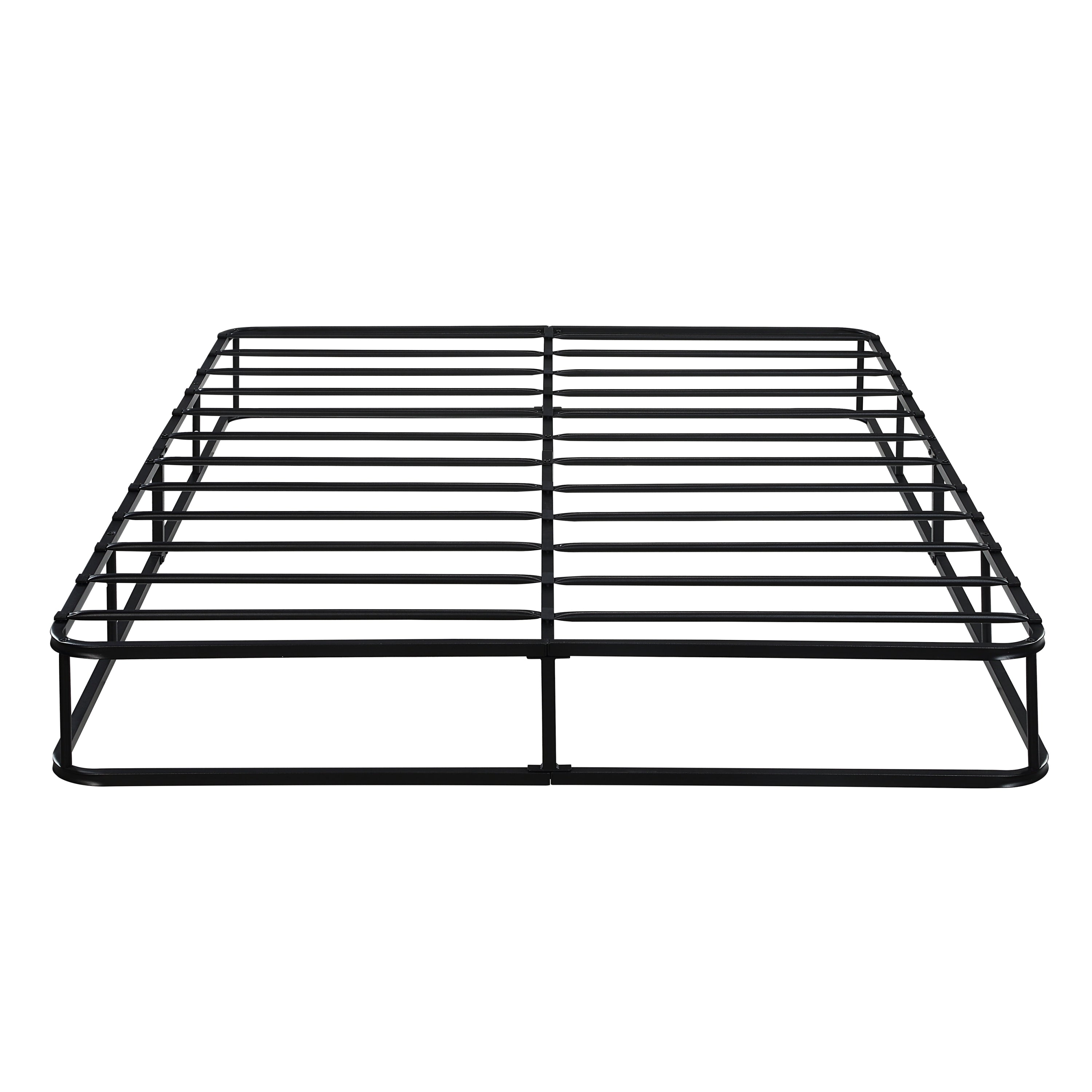 Full Mattress Foundation 1pc Black Metal Frame with Textured Fabric Cover