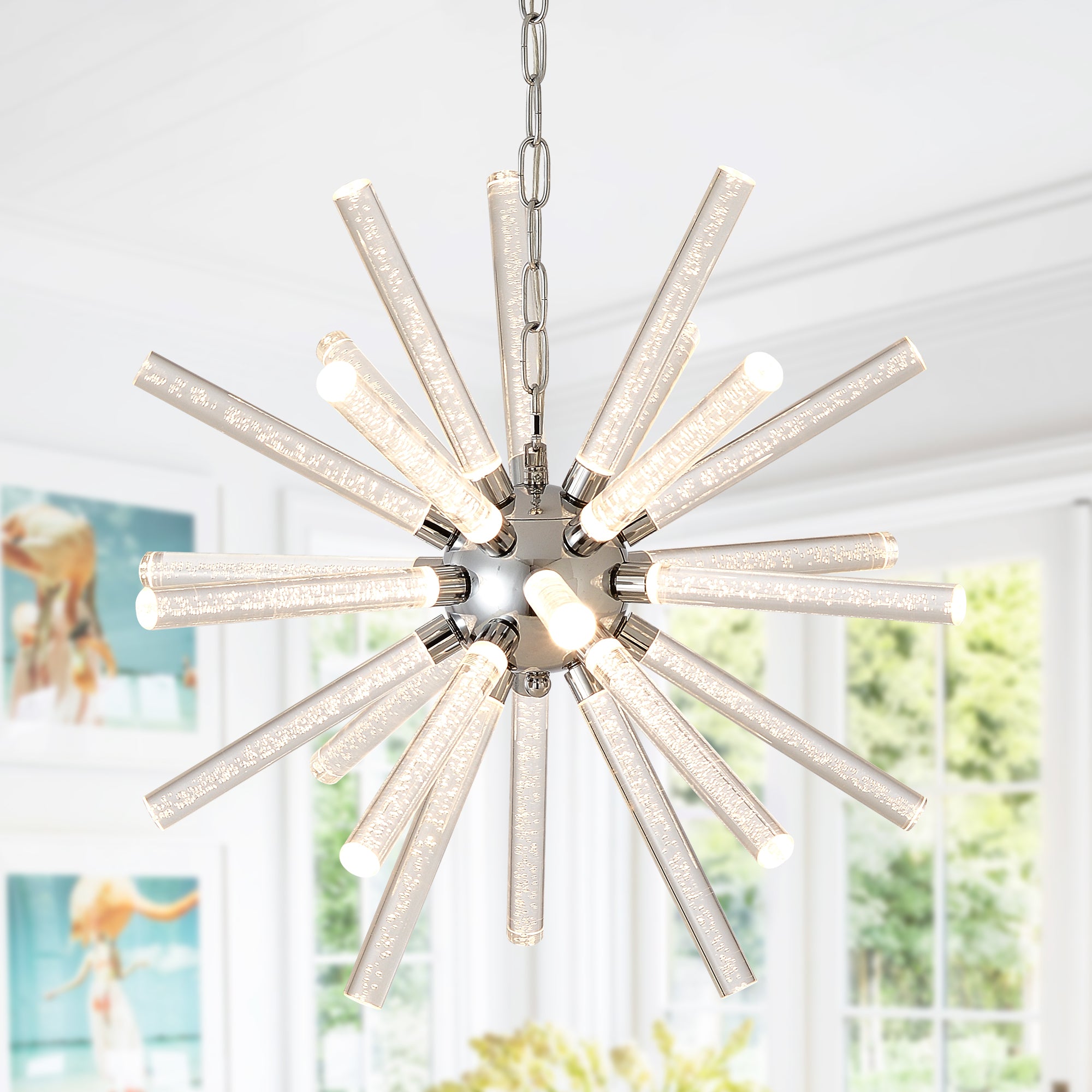 24-Light Bubble Pillar Chandelier,Adjustable Pendant Lights  Living Room Dining Room Decoration Lamp Custom Hotel Project Lighting