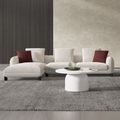 Mardi Maroon & Beige Tweed Sectional Sofa w/6 Pillows