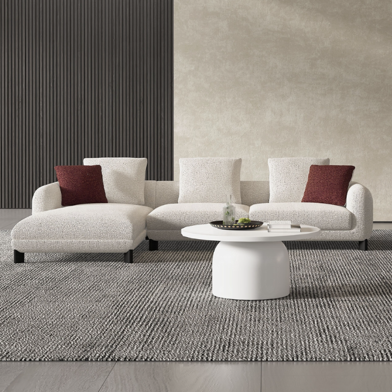 Mardi Maroon & Beige Tweed Sectional Sofa w/6 Pillows