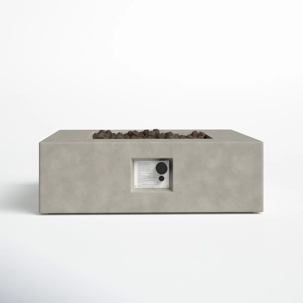 Modern Concrete Outdoor Fire Pit Table with Push-Button Ignition in Natural Grey, 12' Height