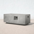 Modern Concrete Propane Outdoor Fire Pit Table Gray Concrete Low-Profile Design