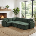 Convertible Sofa Bed 111' Sectional Sofa U-shaped Sofa with Reversible Chaise Lounge and Storage Pockets for Living Room, Green