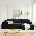 108' L-Shaped Chenille Sectional Sofa, Cloud Style Boneless Sofa with Chaise, Modern Upholstered Couch with Cup Holders & Side Pockets, Compression Sofa for Living Room, No Assembly Required, Black