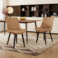 Set of 2 Modern PU Leather Dining Chairs with Thick Cushions & Metal Legs, Armless Faux Leather Side Chairs for Kitchen, Dining Room