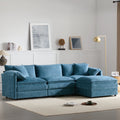 [NEW SKU of N723S0687C]103' Chenille Modular Sectional Sofa with Deep and Wide Seat, L Shaped Cloud Couch Set with Double Cushions, 4 Seat Sofa with Movable Ottoman, Oversized Indoor Furniture