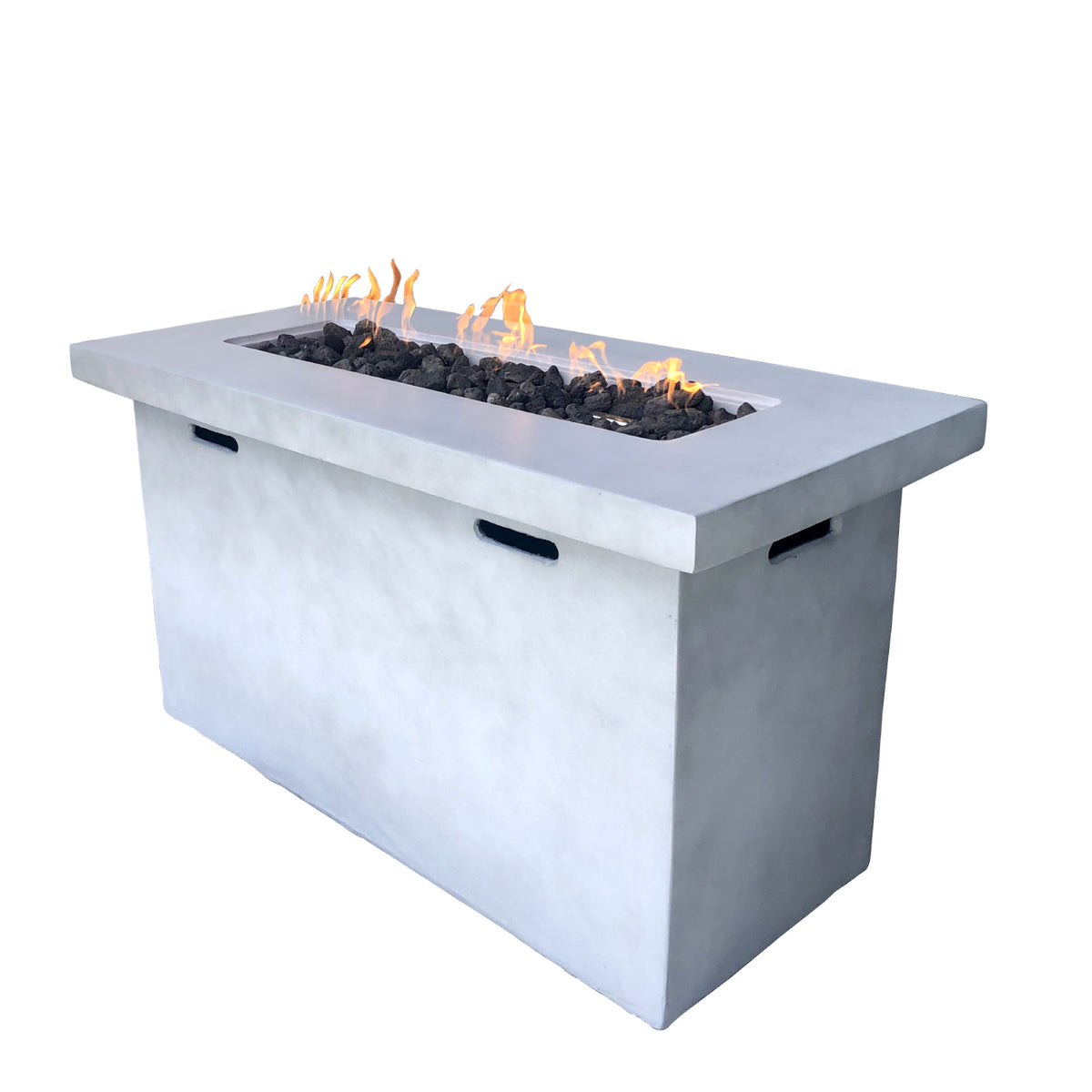Contemporary Fiber Reinforced Concrete Propane Outdoor Fire Pit Table with Adjustable Flame in Natural Gray, 25' H x 42' W