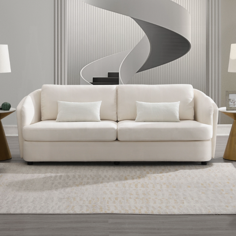Mariko Beige Linen Sofa w/2 Pillows