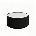 Modern Cylindrical Sofa Table with Sintered Stone Top and Black PU Leather Frame in Gold Pattern