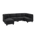 Modern Black Polyester Upholstered Modular Sectional with Adjustable Cushions and Easy Assembly
