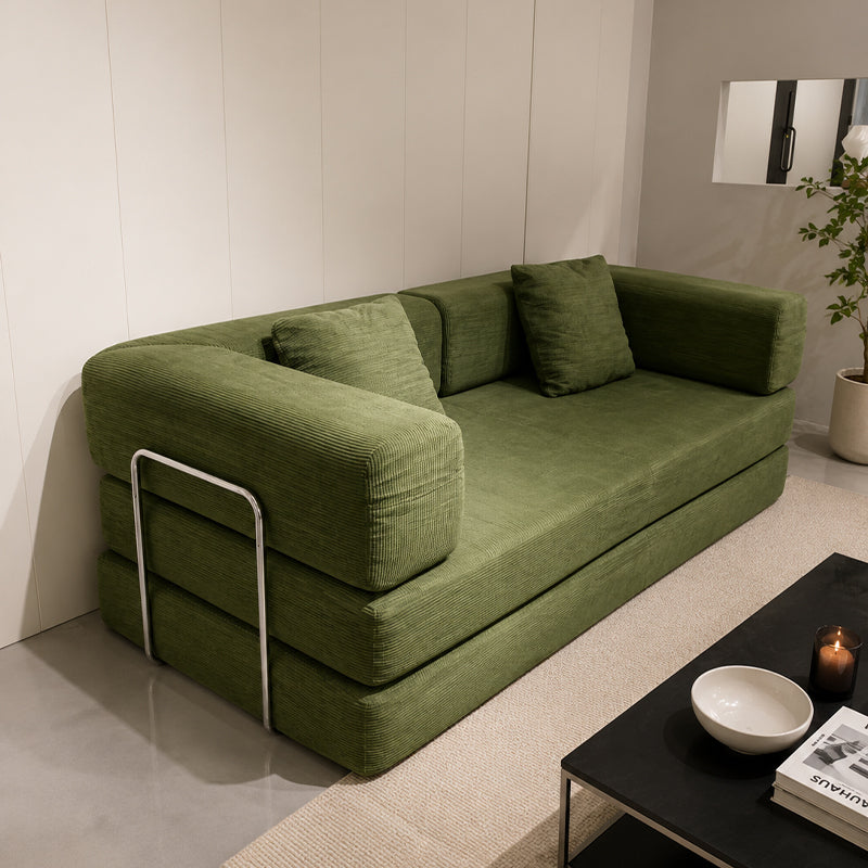 Compression Sofa Bed,  Convertible Floor Sofa with Pillow Back & Armrest, Boneless Modular for Living Room Bedroom