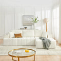 108' L-Shaped Chenille Sectional Sofa, Cloud Style Boneless Sofa with Chaise, Modern Upholstered Couch with Cup Holders & Side Pockets, Compression Sofa for Living Room, No Assembly Required, Beige