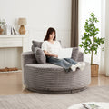 55''L Grey Corduroy Foam Swivel Chair with Fluffy Modern Sleeper Design, 360 Degree Rotating Base for Living Room, Bedroom, Lounge, and Projection Room