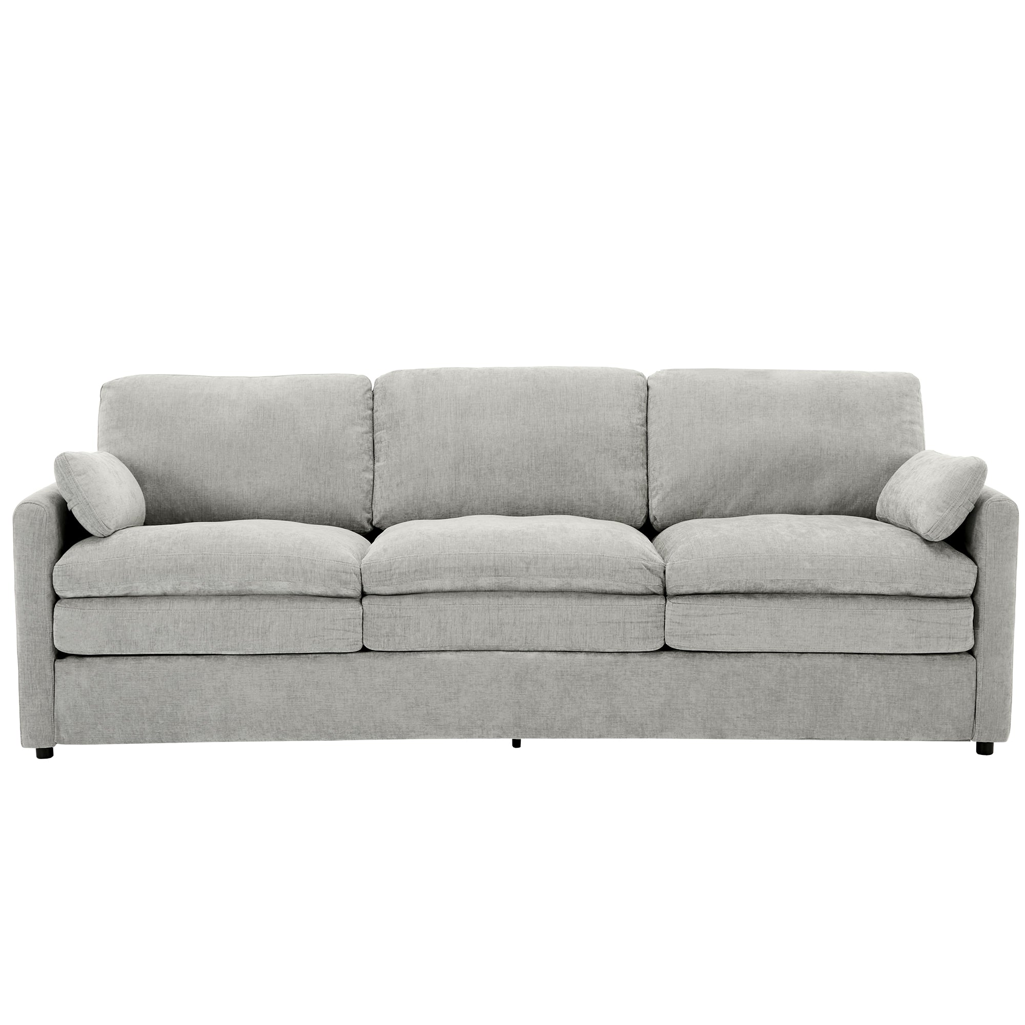 Cozy Upholstered 3-seater Sofa with Double Cushion - Light Grey Chenille Fabric Sofa for Living Room, 89'