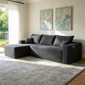 108' Cloud Sectional Sofa with L-Shape Chaise and Side Pockets , Modern Modular Design, Deep Seating, Upholstered Couch for Living Room/Bedroom, No Assembly Required (Plush Fabric), Grey, Left