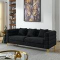 Streamline Modern 81 Inch Oversized 3 Seater Sectional Sofa in Black Teddy Fabric with 3 Lumbar Pillows, Deep Seating Comfort for Living Room Bedroom Office
