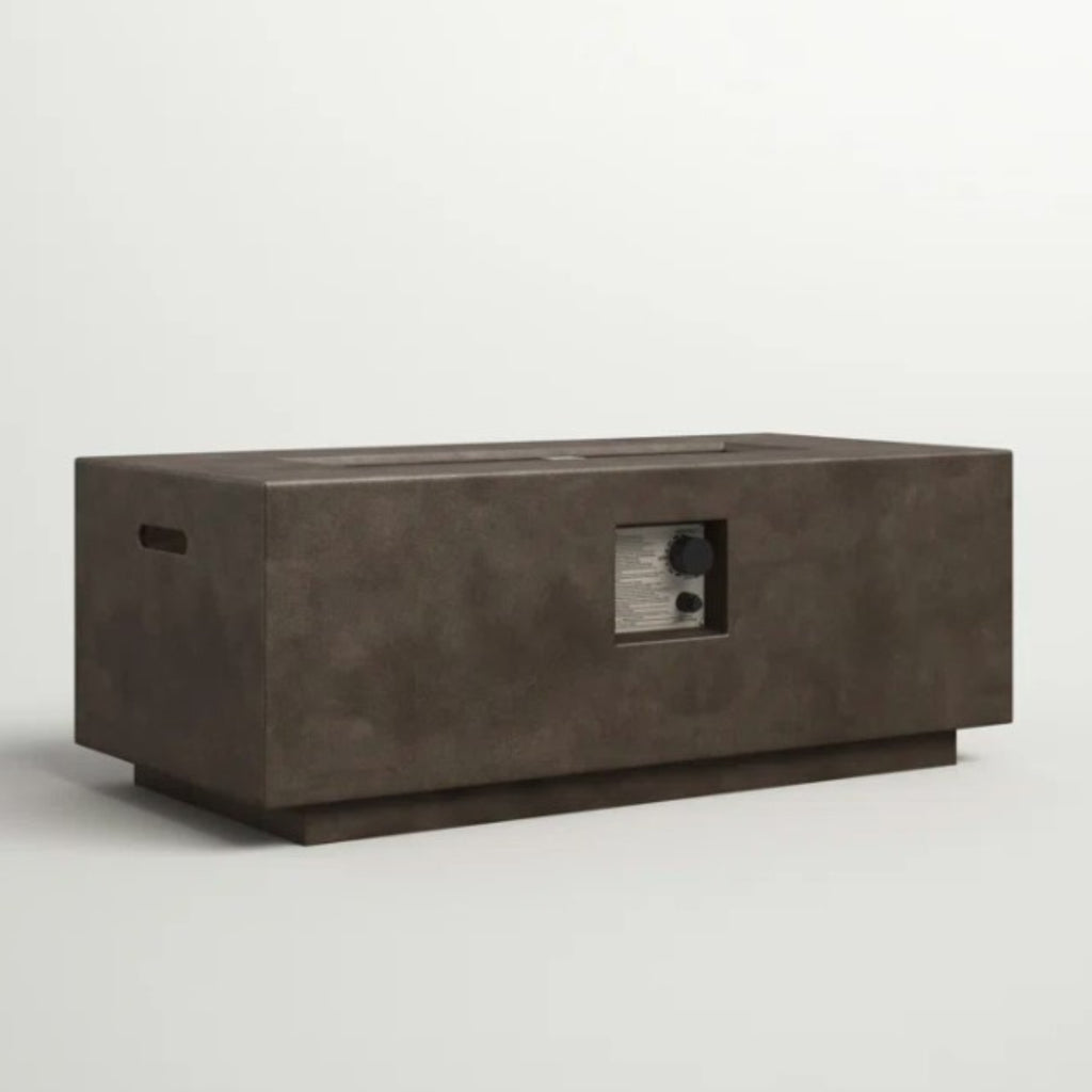 Modern Design Concrete Propane/Natural Gas Fire Pit Table with Steel Burning Area in Charcoal