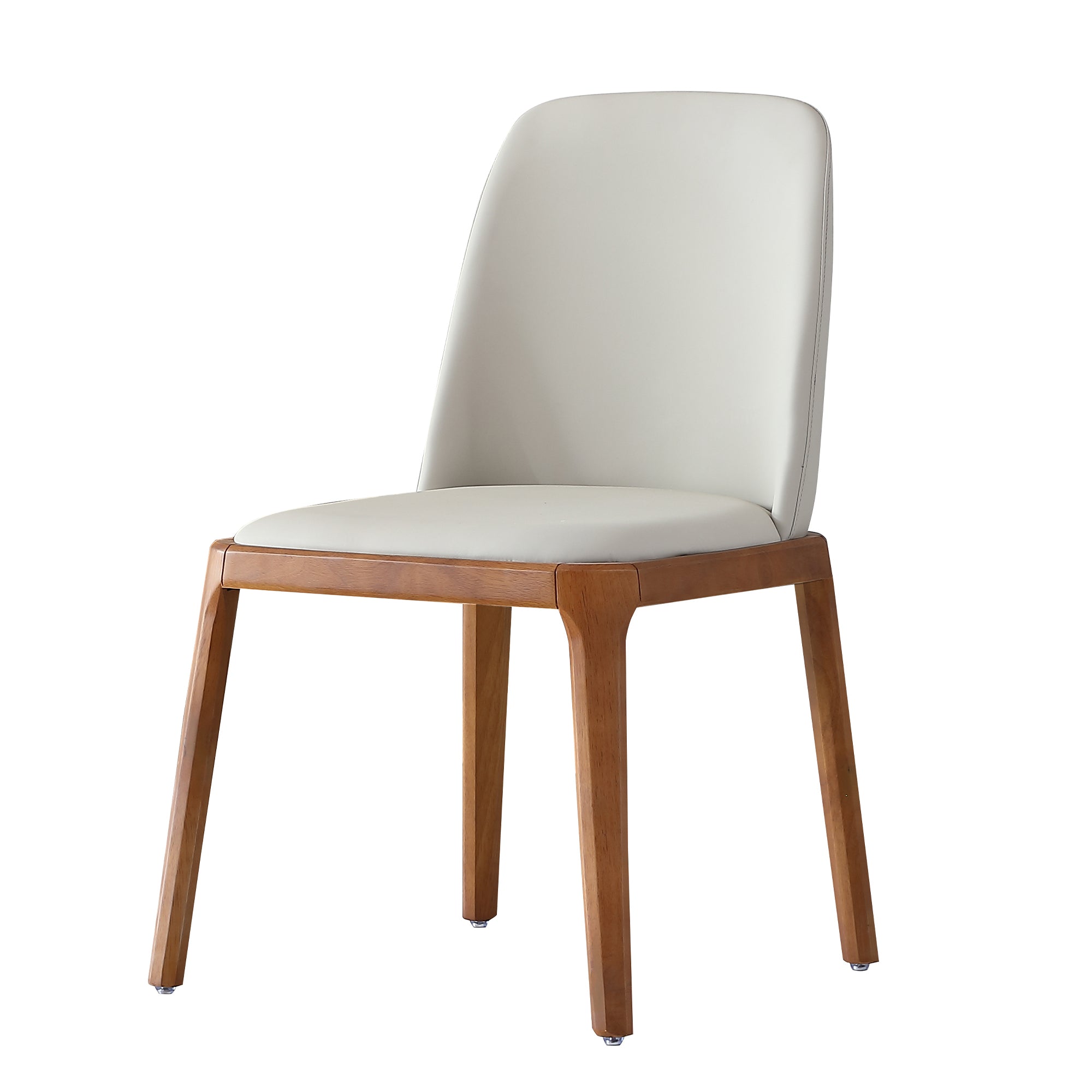 Modern Dining Chairs Set of 2, PU Leather, Wooden Legs, Gray