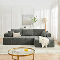 108' L-Shaped Chenille Sectional Sofa, Cloud Style Boneless Sofa with Chaise, Modern Upholstered Couch with Cup Holders & Side Pockets, Compression Sofa for Living Room, No Assembly Required,Dark Grey