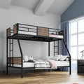 Twin Over Full Bunk Beds, Metal Bunk Bed Frame with Safety Guardrail and 2 Ladder for Kids,Sturdy Metal Frame and Protective Board Supports, No Box Spring Needed, Easy Assembly