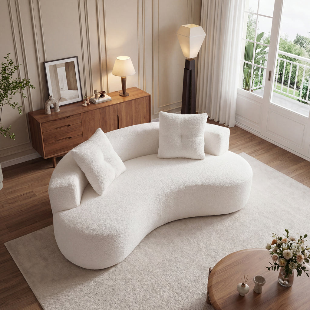 79.5'  3 Seater Couch for Living Room, Boneless Couch with 2 Pillows,Upholstered Floor Sofa
