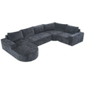139' Oversized Modular Sofa Cloud Sectional Sofa Set Upholstered Couches U-shaped Sofa Deep Seat Grey Chenille