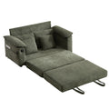 Green 58-inch 3-in-1 Upholstered Futon Sofa Bed with Foldable Tufted Loveseat, Pull-Out Sleeper Couch with Side Pockets and USB Port, Chenille Fabric, 53.27 x 25.99 x 31.50 inches