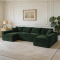 Modular Sectional Cloud Couch for Living Room - 130' Modular U Shaped Sectional Couch, No Assembly Compression Sofas, Comfy Floor Sofa with Memory Foam/Green