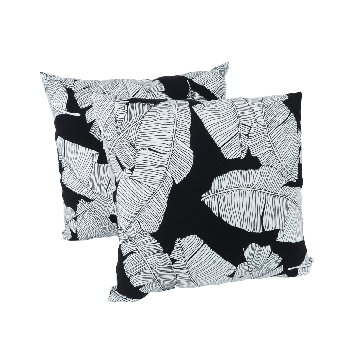 (SAME AS W419P288611)2 Pack Outdoor Throw Pillows, Waterproof & Fade-Resistant Patio Cushions for Garden, Porch, Poolside Furniture - Pillow Covers (18x18 Inch,Black Leaf )
