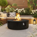 U_Style 38.19'' MGO Propane Outdoor Fire Pit with Vertical Stripe Design, 50000 BTU Round Fire Pit Table with Steel Burner, Adjustable Flame Control, Lava Rocks & Rain Cover,Perfect for Patio&Backyard