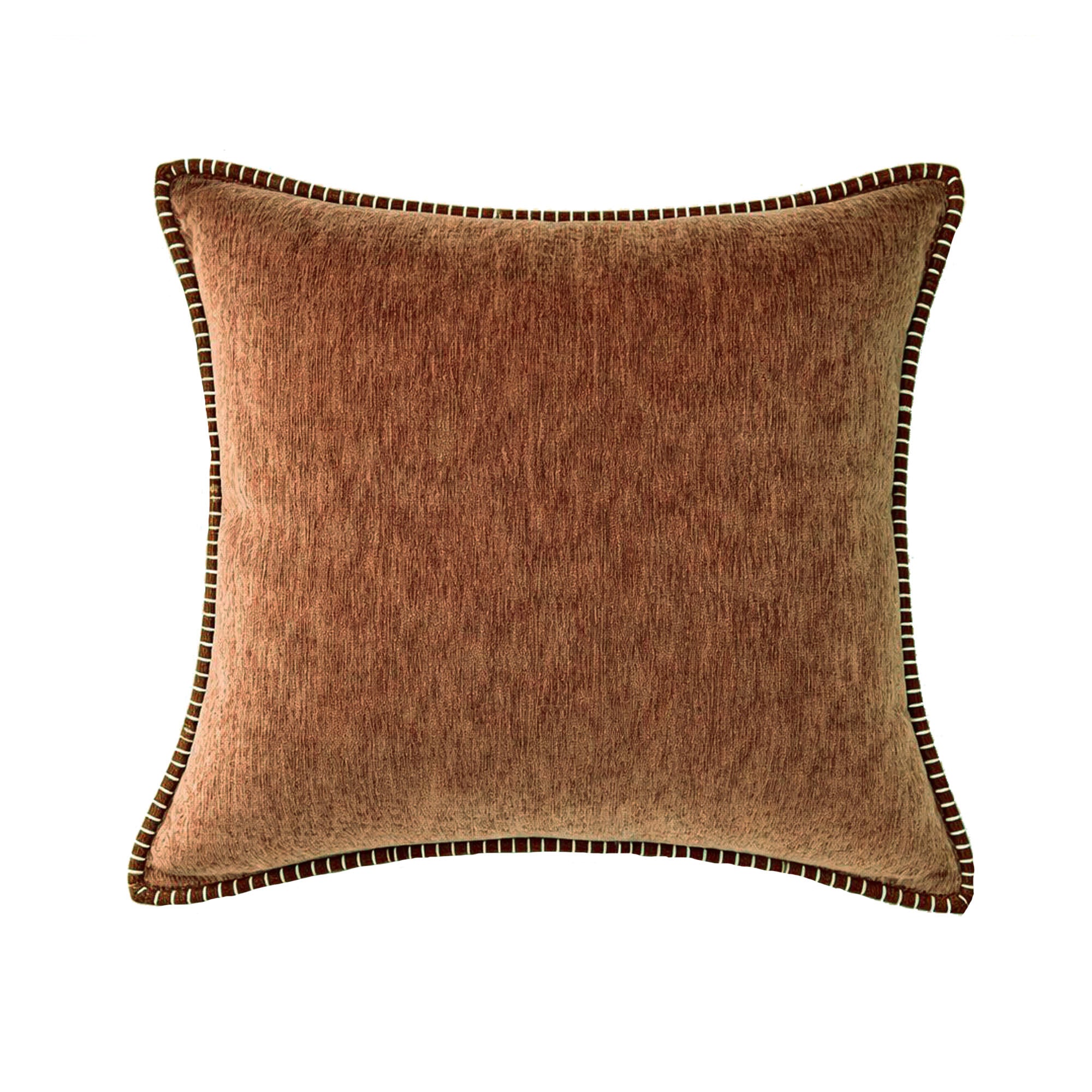 Textured Throw Pillow with Stitched Contrast Edge Set of 2