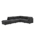 Dark Gray Corduroy Reversible Modular Sectional with Custom Configuration and Premium Upholstery