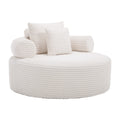Round Sofa Bed with Memory Foam Sectional Couches for Living Room, Cloud Couch with Three Pillows, White