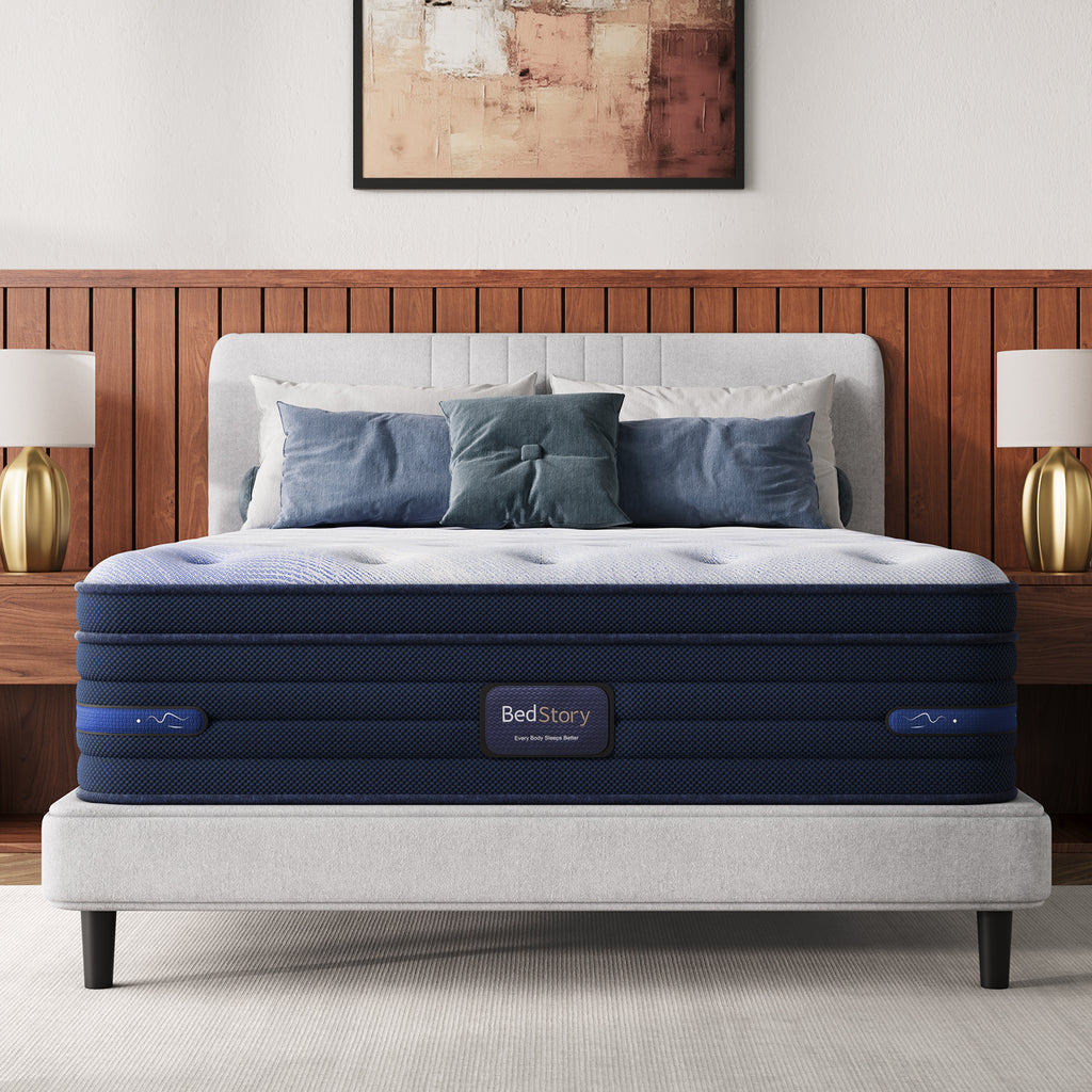 Bedstory Spine Align 13' Queen Firm Pressure Relieving Cooling Hybrid Mattress with Instant Touch Cooling Fabric, 360° Airflow Circulation & Air Boost Comfort Foam