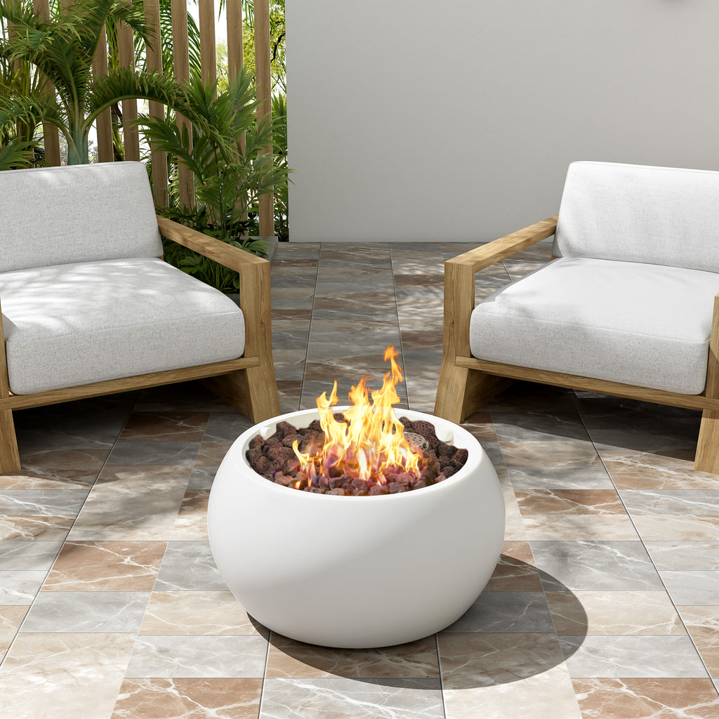 Patio MGO Propane Fire Pit, 40, 000BTU, White (Tank Cover Not Provided)