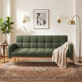 69 Inch Soft Teddy Fleece Adjustable Green Sofa Bed, Multifunctional Couch for Living Room Bedroom Small Spaces