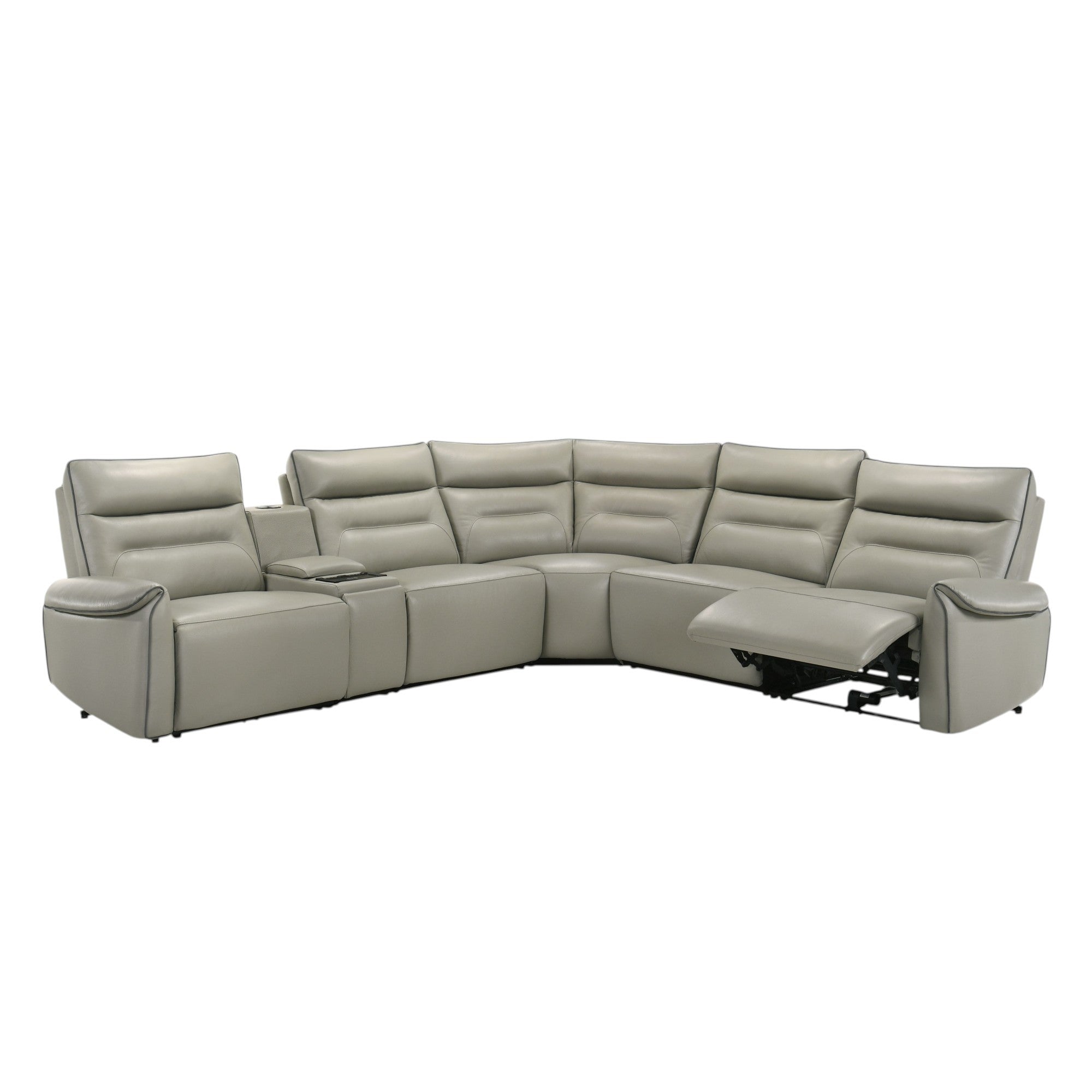 Jayke Light Gray Top Grain Leather Match Power Motion Sectional Sofa