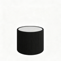 Modern Cylindrical Sofa Table with Sintered Stone Top and Black PU Leather Frame in Gold Pattern