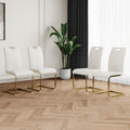 Modern Dining Chairs with Faux Leather Padded Seat Dining Living Room Chairs Upholstered Chair with gold Metal Legs Design for Kitchen, Living, Bedroom, Dining Room Side Chairs Set of 4