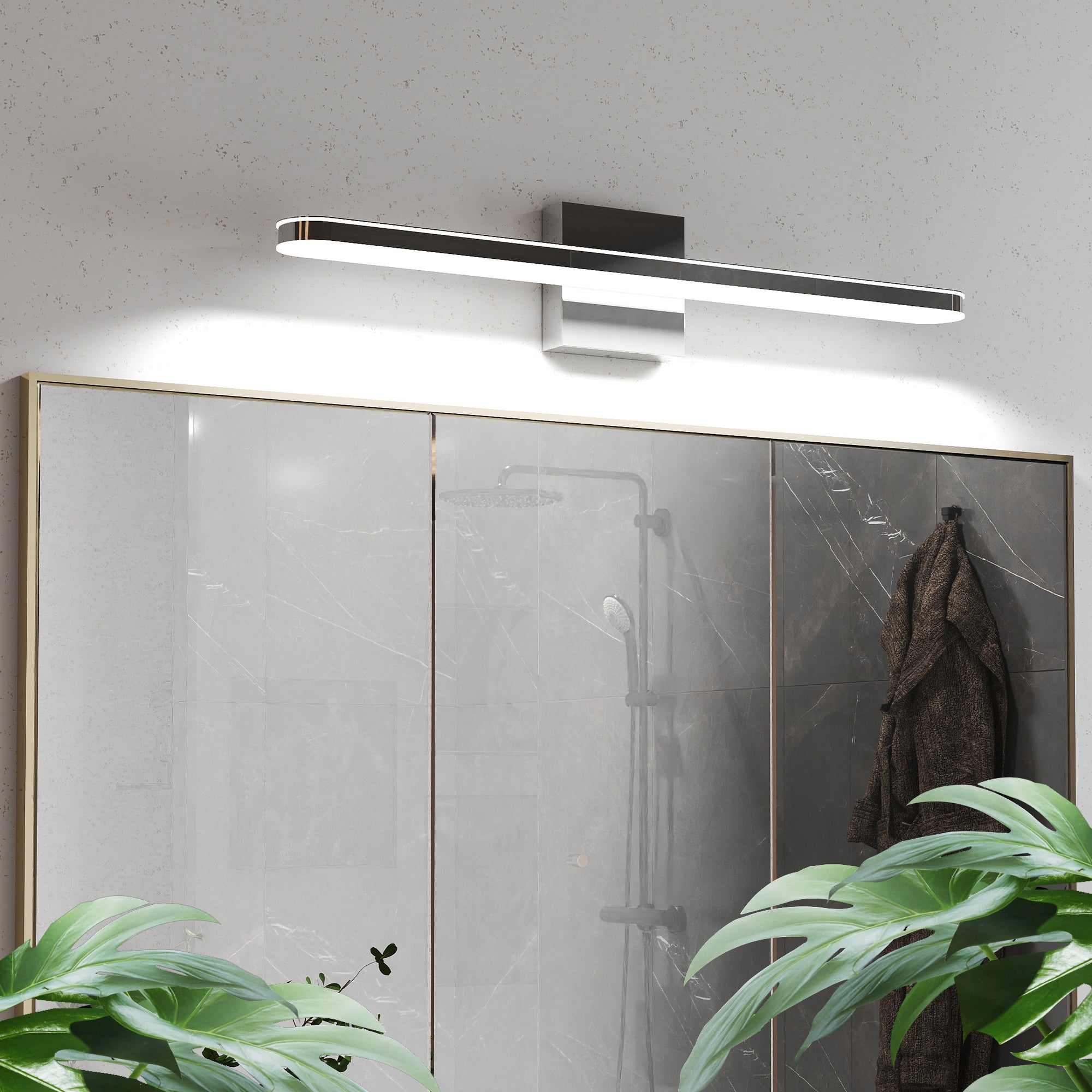 Modern Bathroom Light Fixtures Dimmable LED Vanity Lights Chrome Lamps for Bathover Mirror 24 Inch Vanity Sconces Indoor 12W Bar Lighting for Bathrooms Restroom Bedroom 6000K Wall Light for Bathroom